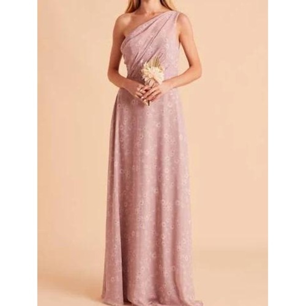 Birdy Grey Kira One Shoulder Dress in Chiffon Mauve Floret Womens Medium